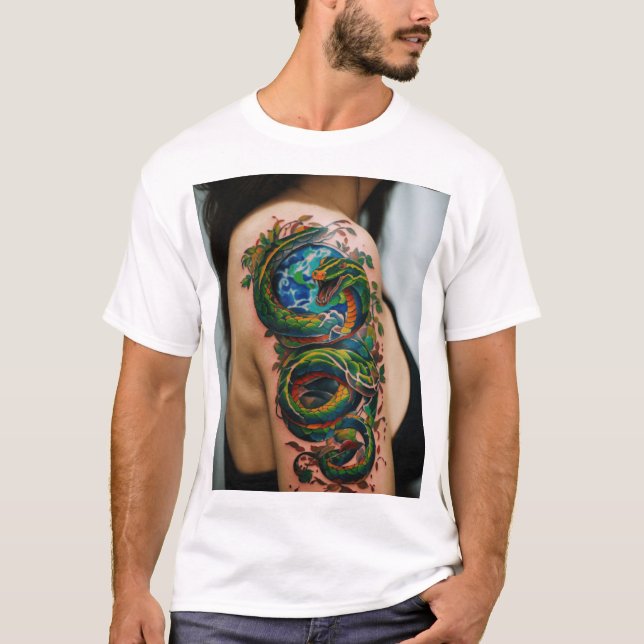 Camiseta El tatuaje artístico indomable de la naturaleza" (Anverso)