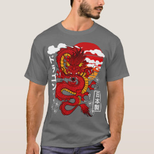 Camiseta El tatuaje asiático del dragón rojo japonés inspir