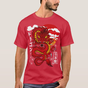 Camiseta El tatuaje asiático del dragón rojo japonés inspir