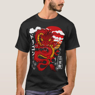 Camiseta El tatuaje asiático del dragón rojo japonés inspir