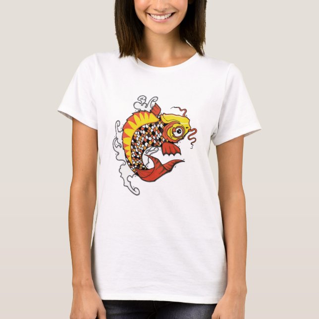 Camiseta El tatuaje de los pescados de Koi inspiró la (Anverso)