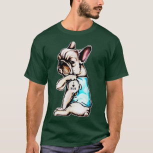 Camiseta El tatuaje del Bulldog francés que amo a mamá