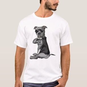 Camiseta El tatuaje del perro de Pitbull que amo a mi papá