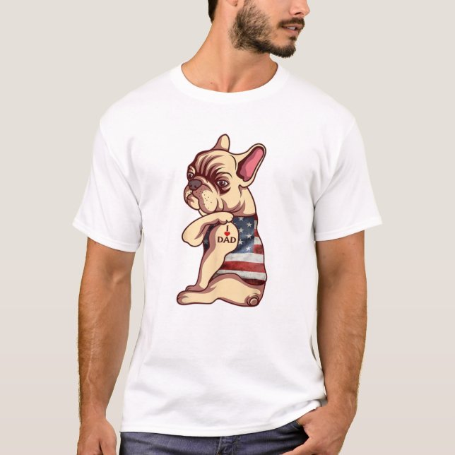 Camiseta El tatuaje del perro del Bulldog francés me encant (Anverso)