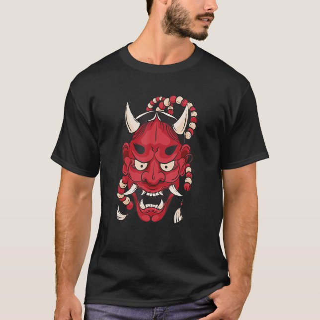 Camiseta El tatuaje japonés Hannya Oni Demon Mask (Anverso)