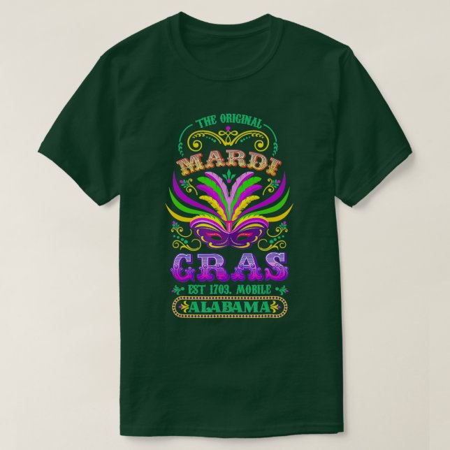 Camiseta El teléfono móvil original Mardi Gras Alabama 1703 (Diseño del anverso)