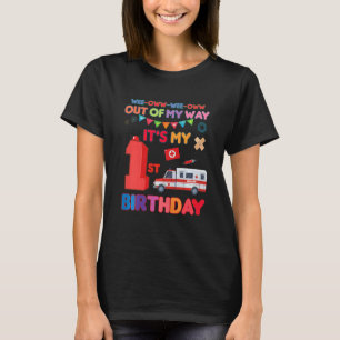 Camiseta El tema de la ambulancia de cumpleaños de los niño