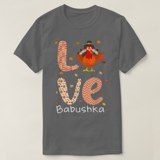 Camiseta El tema del Día de Acción de Gracias Love Babushka (Diseño del anverso)