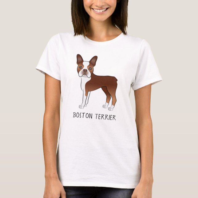 Camiseta El Terrier Rojo de Boston aburrido caricatura Perr (Anverso)