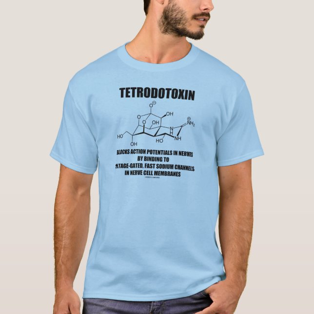 Camiseta El tetrodotoxina bloquea potenciales de acción en (Anverso)