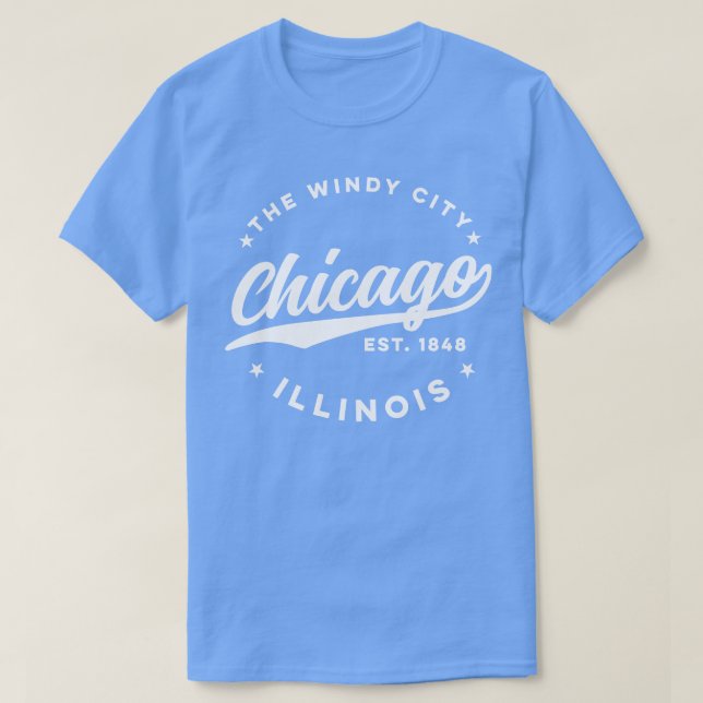 Camiseta El texto blanco de Windy City Chicago (Diseño del anverso)