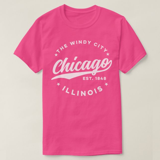 Camiseta El texto blanco de Windy City Chicago (Diseño del anverso)