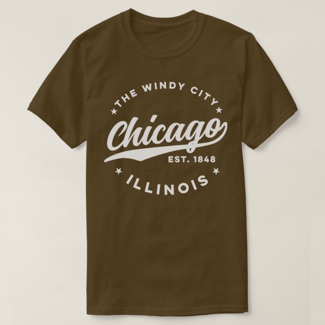 Camiseta El texto blanco de Windy City Chicago (Diseño del anverso)