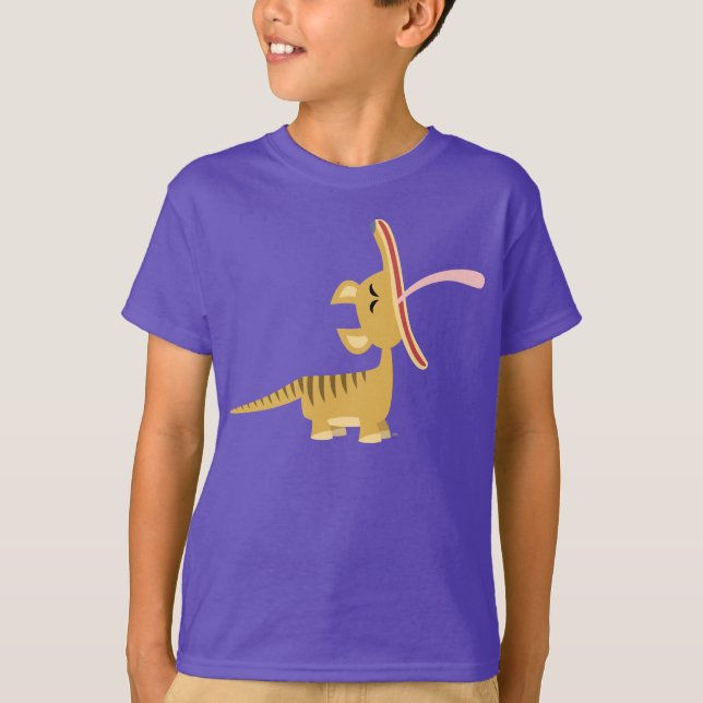 Camiseta El Thylacine de bostezo del dibujo animado lindo (Anverso)