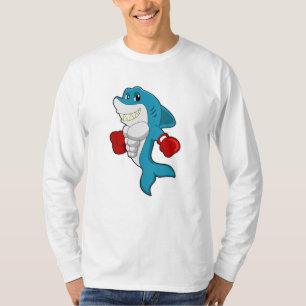 Camiseta El tiburón como boxeador con guantes de boxeo
