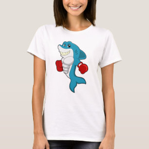 Camiseta El tiburón como boxeador con guantes de boxeo