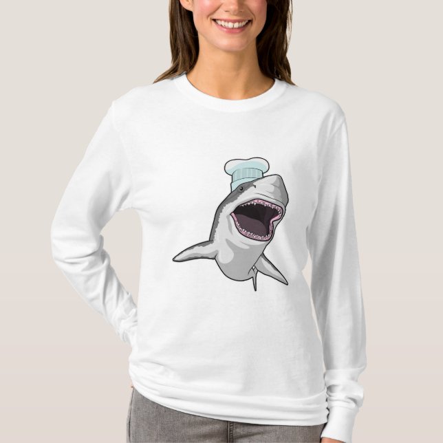 Camiseta El tiburón como cocinero con el gorra chef (Anverso)