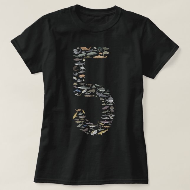 Camiseta El tiburón como el tiburón cinco años después del  (Diseño del anverso)