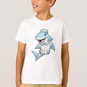 Camiseta El tiburón como enfermera con abrigo