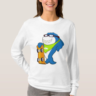 Camiseta El tiburón como patinador con patineta