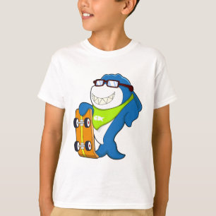 Camiseta El tiburón como patinador con patineta