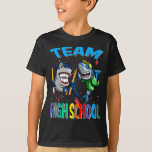 Camiseta El tiburón de la escuela secundaria de equipo vuel