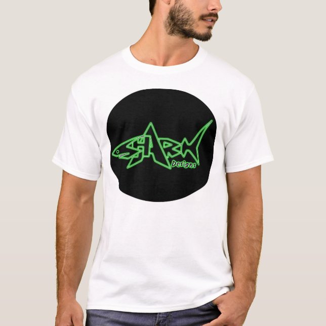 Camiseta El tiburón diseña el frente de neón verde (Anverso)