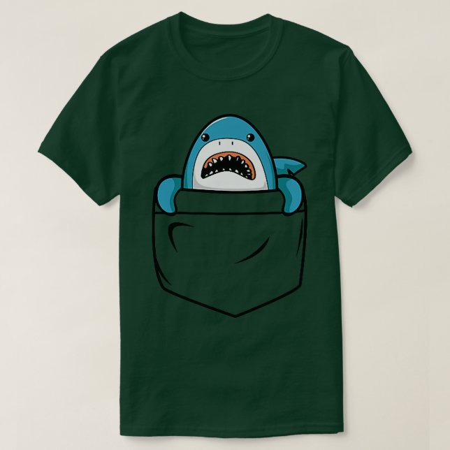 Camiseta El Tiburón En El Bolsillo Divertido Personalizado  (Diseño del anverso)