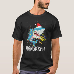 Camiseta El tiburón judío Menorah Hanukkah Navidad animal