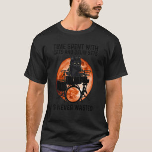 Camiseta El Tiempo Gastado Con Gatos Y Conjuntos De Tambore