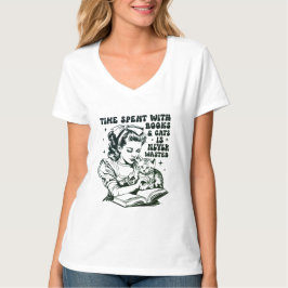 Camiseta El tiempo que se pasa con los libros y los gatos n