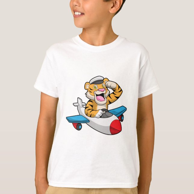 Camiseta El tigre como piloto en el avión (Anverso)