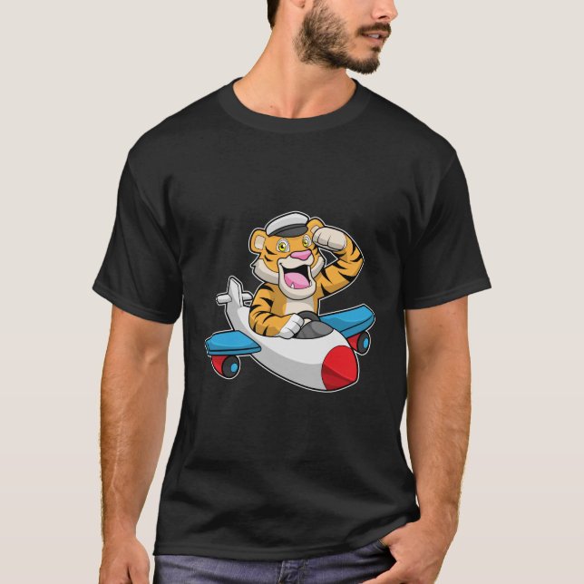 Camiseta El tigre como piloto en el avión (Anverso)