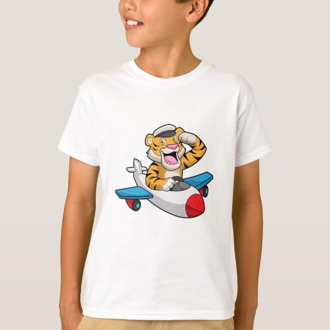 Camiseta El tigre como piloto en el avión (Anverso)