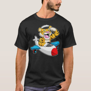 Camiseta El tigre como piloto en el avión