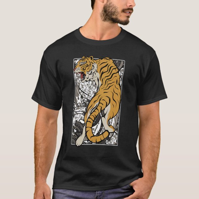 Camiseta El tigre japonés Samurai guerrero lucha contra Asi (Anverso)