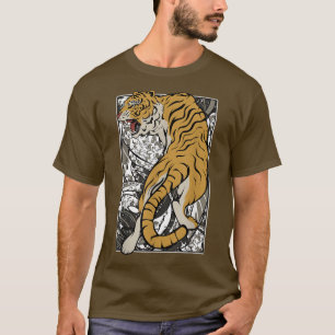 Camiseta El tigre japonés Samurai guerrero lucha contra Asi