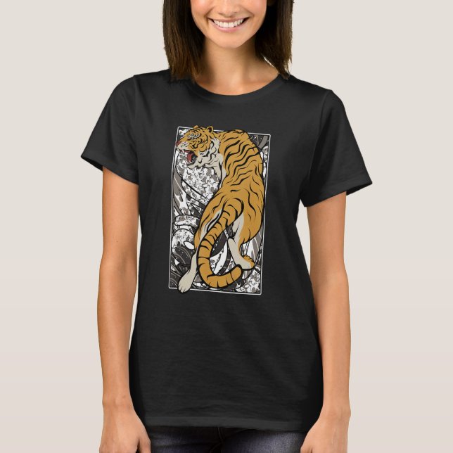 Camiseta El tigre japonés Samurai guerrero lucha contra Asi (Anverso)
