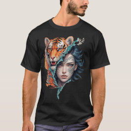 Camiseta El tigre y la mujer, fuerza y gracia.