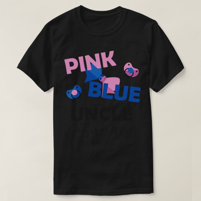 Camiseta El tío azul rosado te ama el regalo de Baby Shower (Diseño del anverso)
