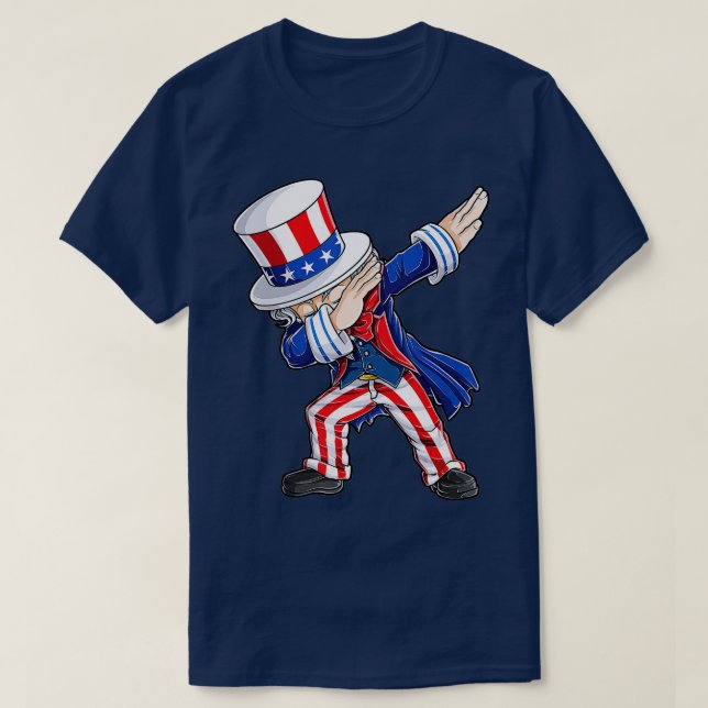 Camiseta El tío Dabbing Sam 4 de julio Niños regalos mascul (Diseño del anverso)