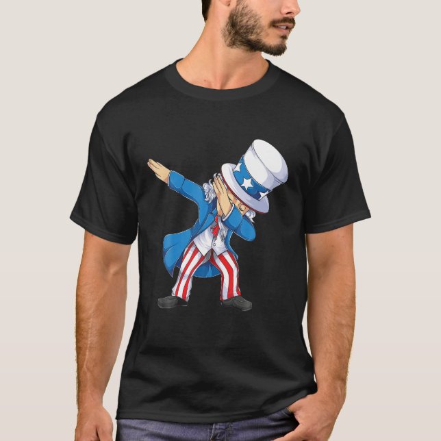 Camiseta El tío Dabbing Sam 4 de julio usa niños hombres do (Anverso)