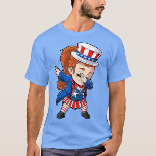 Camiseta El tío Dabbing Sam Chica 4 de julio Chicas Niños G