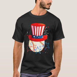 Camiseta El Tío De Béisbol Sam 4Th Of July Boys American Fl