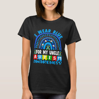 Camiseta El tío del autismo del color del arcoiris azul