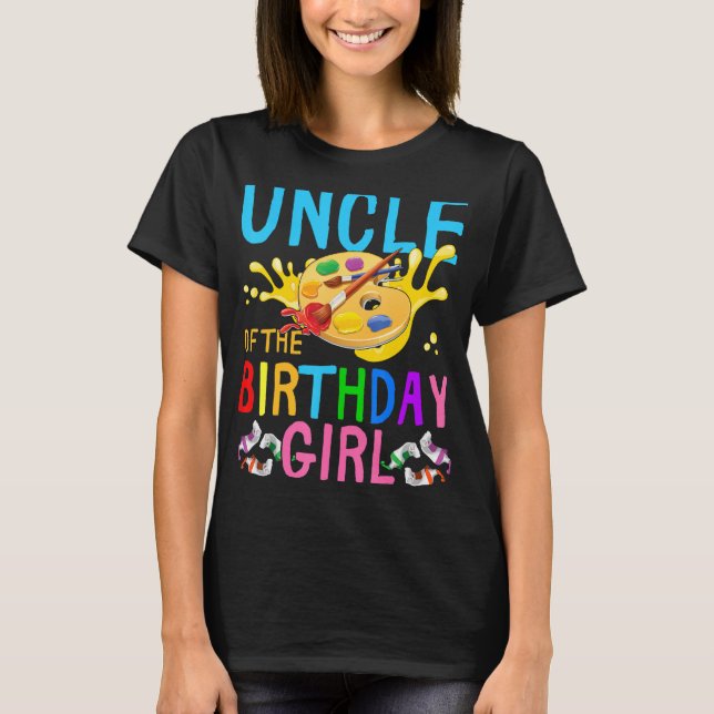 Camiseta El Tío Del Chica De Cumpleaños Pintando A Fiesta (Anverso)