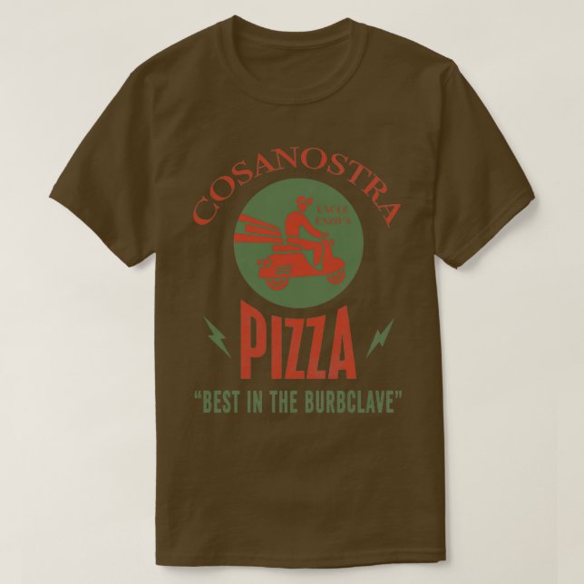Camiseta El tío Enzos CosaNostra Pizza mejor en Burclave (Diseño del anverso)