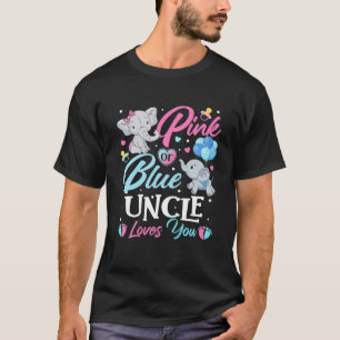 Camiseta El tío rosa azul elefante te ama el embarazo Revea