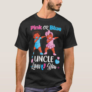 Camiseta El Tío Rosa O Azul Te Ama El Género Del Bebé Negro