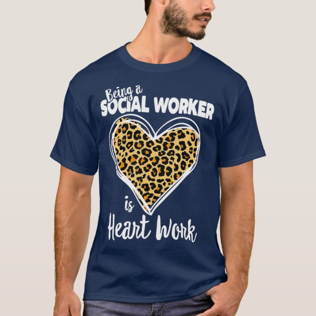 Camiseta El trabajador social Tee Cute Leopard Plaid Gige p (Anverso)